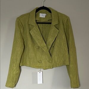 Lush Chartreuse Double-Breasted Blazer